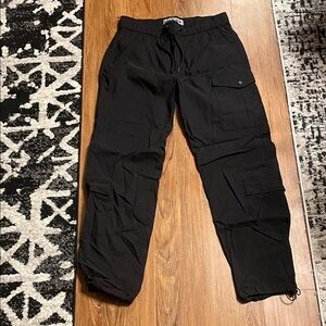 Men's Black Cargo Pants with Elastic Waist